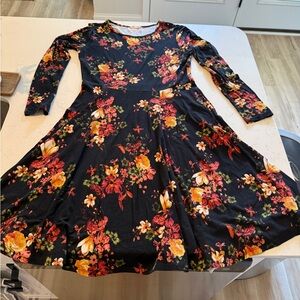 Floral Long Sleeve A-Line Dress